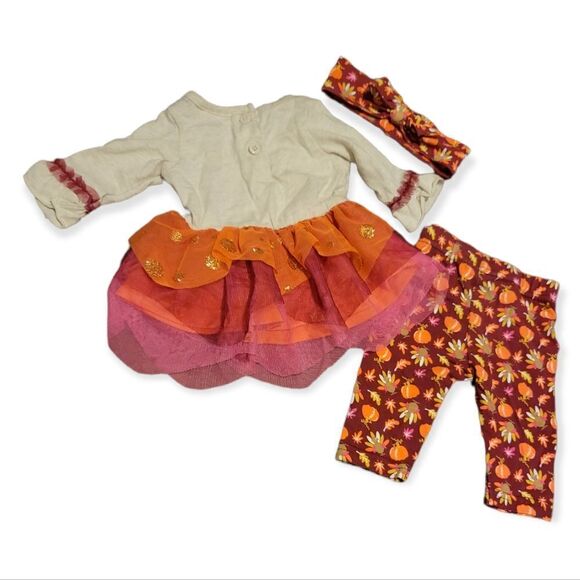 Little Lass Turkey Tutu 3 Pc Baby Outfit - Picture 2 of 4